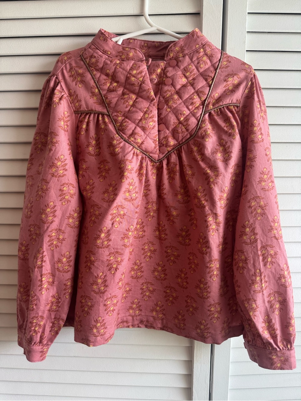 Girls' Quilted Yoke Floral Top - Pink